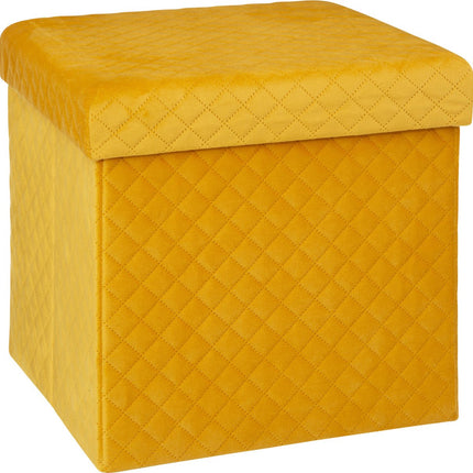 Poef - Opvouwbaar - Fluweel Geel - 31 x 31 cm