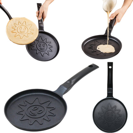 Klausberg KB-7972 Pannekoekenpan - Zonnebloem Motief - Ø18 cm - Zwarte Antiaanbaklaag - Geschikt voor Alle Kookstellen Inclusief Inductie - Zonnetje -