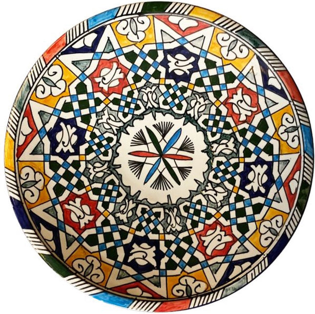 Keramische Kleurrijke Schaal | Handbeschilderd | 35 cm |
