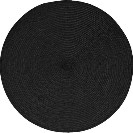 Secret de Gourmet ronde placemat - zwart - gevlochten kunststof - Dia 38 cm - Onderleggers