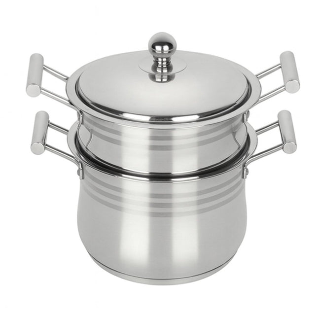 Hakal Couscouspan 12 liter - RVS Pan voor Inductie - PFOA Vrij - Geschikt voor Alle Warmtebronnen - Couscoussier - Stoompan