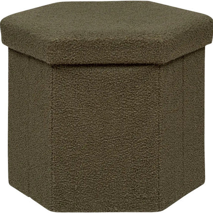 Atmosphera Poef/krukje/Hocker Jako - Opvouwbaar/Opslag box 60L - Olijfgroen - D40 x H38 cm - MDF/polyester