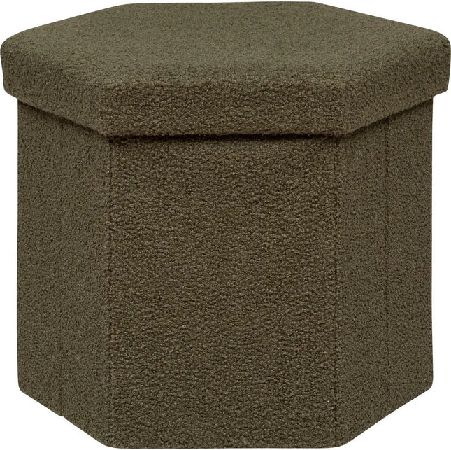 Atmosphera Poef/krukje/Hocker Jako - Opvouwbaar/Opslag box 60L - Olijfgroen - D40 x H38 cm - MDF/polyester