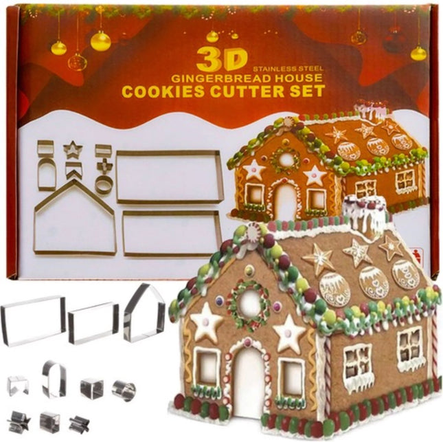 Ruhhy 10-delige Koekjesuitsteekset - Maak je Eigen Gingerbread Huisje