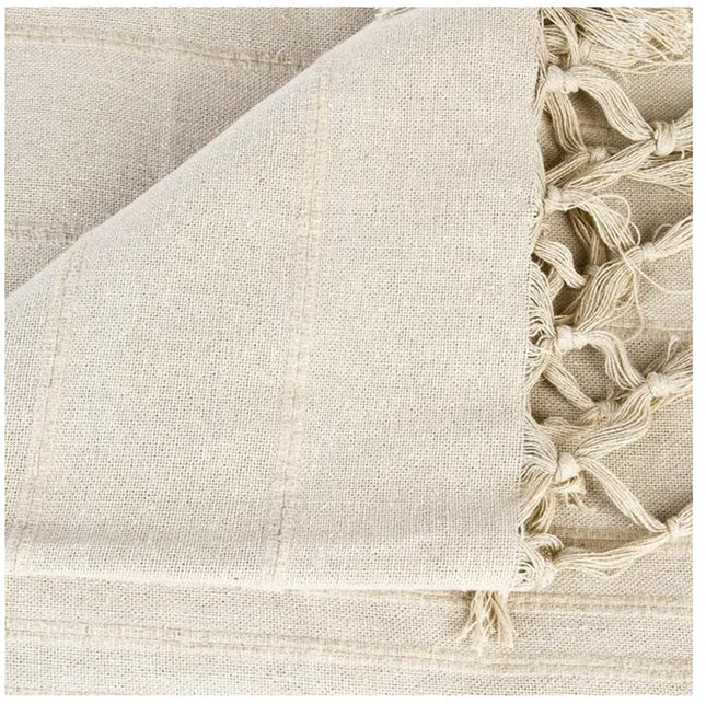 Beige linnen katoenen bedsprei 160 x 220 cm