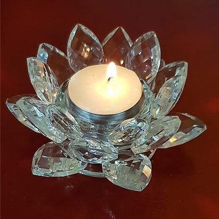 Yogi & Yogini naturals Sfeerlicht Lotus kristalglas (4.5x11 cm)