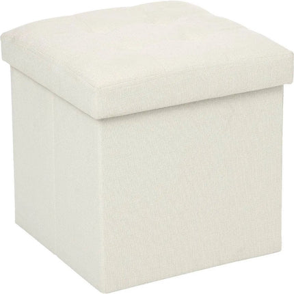 Atmosphera Poef/Hocker/Voetenbankje - opbergbox - beige - PU/MDF - 38 x 38 cm - opvouwbaar