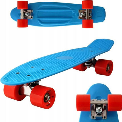 Skateboard – Cruiser Pennyboard 57cm – Lichtgewicht – ABEC-5 – PU-dempers – Rood/Blauw