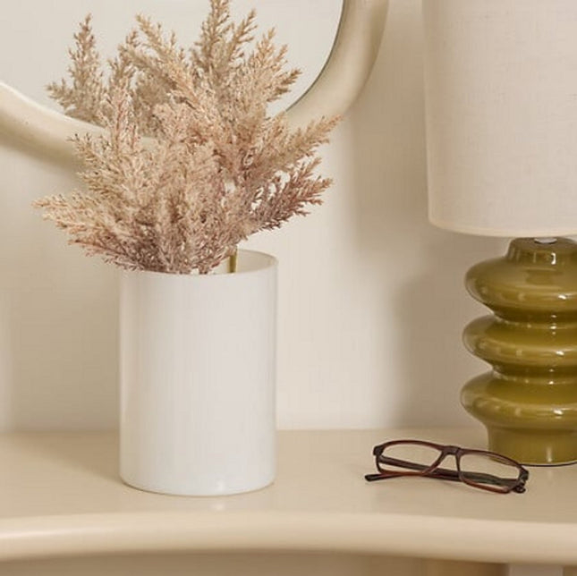 Lidy Glazen Vaas 20 cm - Wit - Diameter 14 cm - Woondecoratie - Bloemenvaas - Doorzichtig - Glas - Blanc