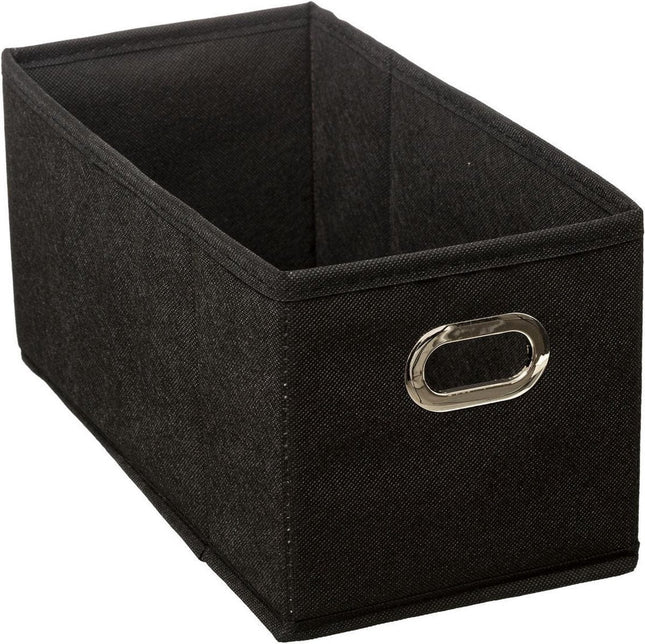 5Five Opbergmand/kastmand - zwart - linnen - 7 liter - 31 x 15 x 15 cm - Opbergbox - Vakkenkast manden
