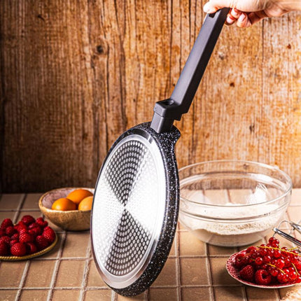 Klausberg KB-7964 Pannenkoekenpan | 24 cm | Marmer Anti-aanbaklaag | Geschikt voor Alle Kookzones Inclusief Inductie | Zwart | Crepepan |