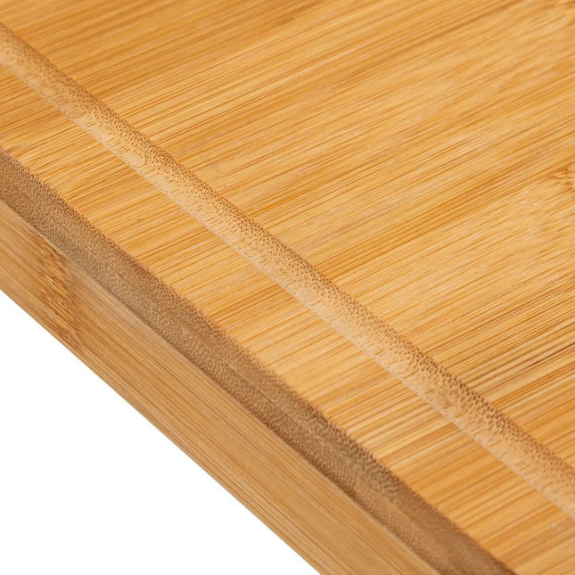 Secret de Gourmet kaasplankje cadeau set - inclusief 4x kaasmesjes - bamboe hout - 30 x 30 cm - serveerplank