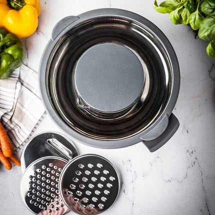 Kinghoff KH-1807 Professionele Roestvrijstalen Mengkom - 5 Liter - Met Deksel & Meetverdeling - Multifunctioneel voor Kneden, Raspen & Opslag