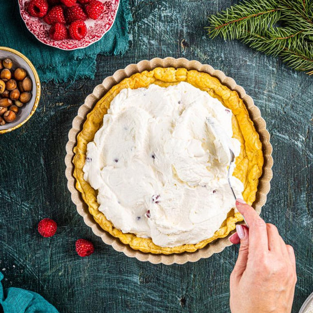 KINGHoff KH-1969 Vorm voor Taart met Uitneembare Bodem - Ø 25 cm - Marmermotief Antiaanbaklaag - Voor Quiche en Taarten - Bakvorm met Losse Bodem