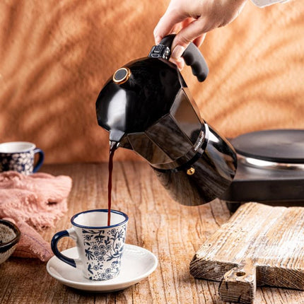 Kinghoff Aluminium Espressokoffiezetapparaat KH-1884 – 9 Kopjes – Zwart – Geschikt voor Inductie - Percolator - 450ml