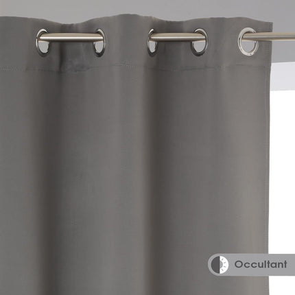 Atmosphera set van 2 Grijze verduisteringsgordijnen 135x240cm - Kant en klaar met ringen - Gordijn raambekleding - 2 stuks grijs
