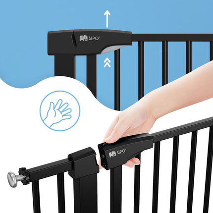 Babyveiligheidshek Zwart 75-103 cm breed - Traphek met Automaatsluiting en Klembevestiging - Veiligheidsrek 80 cm Hoog - Sipo