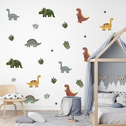 Sipo Wandsticker Dinosaurussen - Grote Zelfklevende Dino Muurdecoratie voor Kinderkamer - 90x80 cm - Dino Stickers voor Plafond en Muur