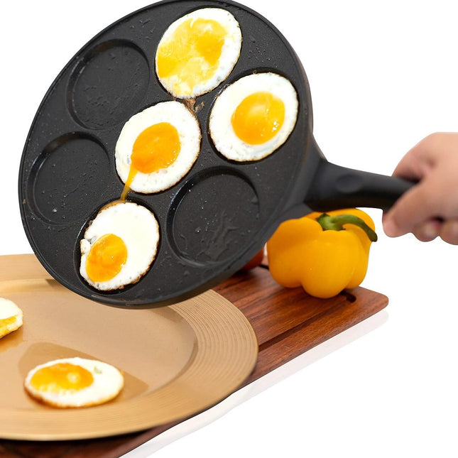 pannenkoekenpan Koekenpan met antiaanbaklaag van keramiek, 27 cm, voor mini-pannenkoeken, mini-pannenkoeken, mini-crêpe, braadeieren, 4 & 7 vormen, inductiebestendig (7 x 26)