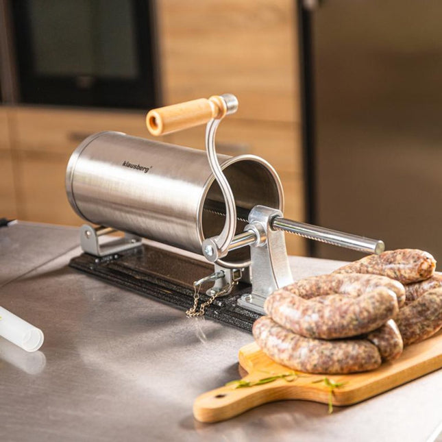 Klausberg KB-7929 Horizontale Worstvuller | 5 kg Capaciteit | RVS | Professioneel | Met Klemmen en Zuiger | Worstmaker | Vleesvuller