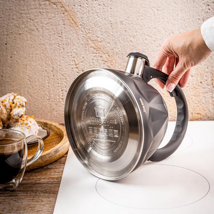 KINGHoff Fluitketel 2 Liter – RVS – Inductie Geschikt – Matte Zwarte Diamantstructuur – Soft-Touch Handgreep – KH-1997