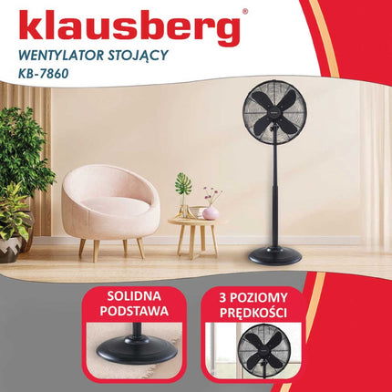 Klausberg 7860 - Staande ventilator op statief - zwart - 40 cm