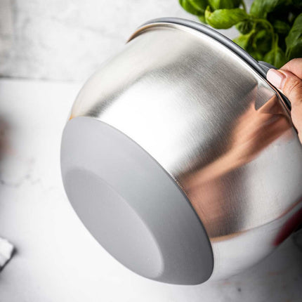 Kinghoff KH-1807 Professionele Roestvrijstalen Mengkom - 5 Liter - Met Deksel & Meetverdeling - Multifunctioneel voor Kneden, Raspen & Opslag