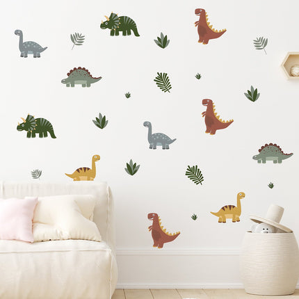 Sipo Wandsticker Dinosaurussen - Grote Zelfklevende Dino Muurdecoratie voor Kinderkamer - 90x80 cm - Dino Stickers voor Plafond en Muur