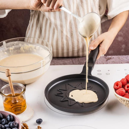 Klausberg KB-7972 Pannekoekenpan - Zonnebloem Motief - Ø18 cm - Zwarte Antiaanbaklaag - Geschikt voor Alle Kookstellen Inclusief Inductie - Zonnetje -