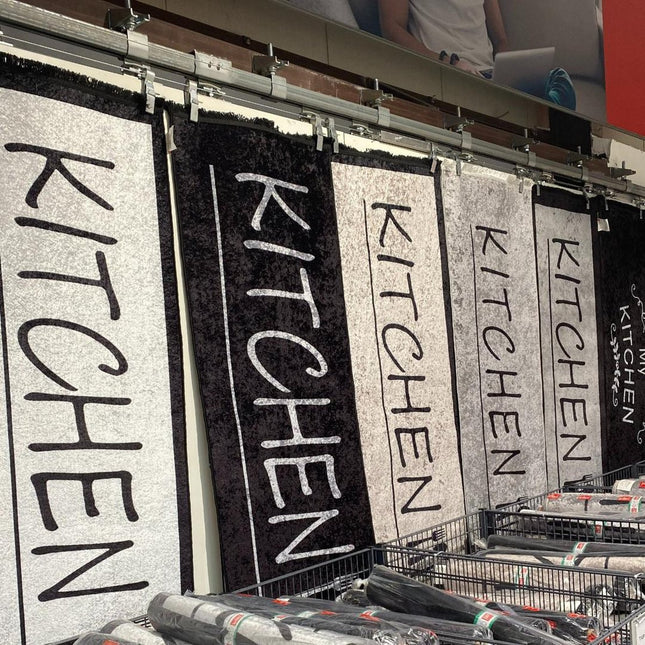 Brillant - Keukenloper - Wasbaar - Vloerkleed - Keukenmat - Grijs- Leer - (200x80cm)