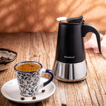 Klausberg Espressokoffiezetapparaat KB-7844 – 4 Kopjes – RVS – Geschikt voor Inductie - Espresso Maker - 200ml - Percolator