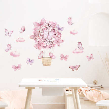 Wandsticker Roze Vlinders - Zelfklevende Muurdecoratie voor Kinderkamer - 53x88 cm - Vlinder Wandsticker voor Meisjeskamer en Babykamer