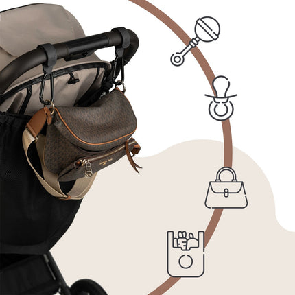 Sipo SCA-12 Universele Wagenhaakjes - Set van 2 Stuks - Eco Leren Ontwerp - Boodschappenhaak - Tot 5 kg Draagvermogen - Karabijnhaak - Tassendrager - Kinderwagen -