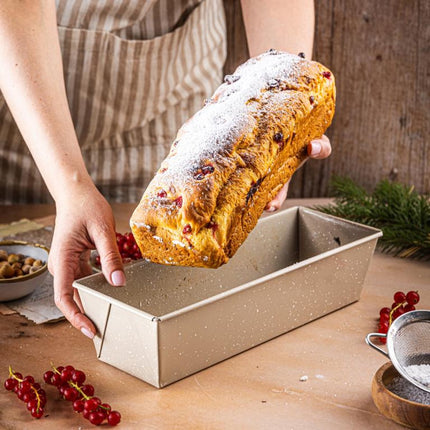 KINGHoff Bakvorm 31 cm - Fruitcakevorm voor Cake en Brood - Koolstofstaal met Anti-Aanbak Laag - Ovenbestendig tot 220°C - Beige Marmervorm KH-1972