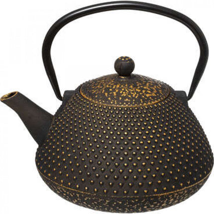 Gietijzeren theepot zwart koper - japanse stijl - bolletjes stippen - cast iron - 0,8 L - hip - cadeau tip