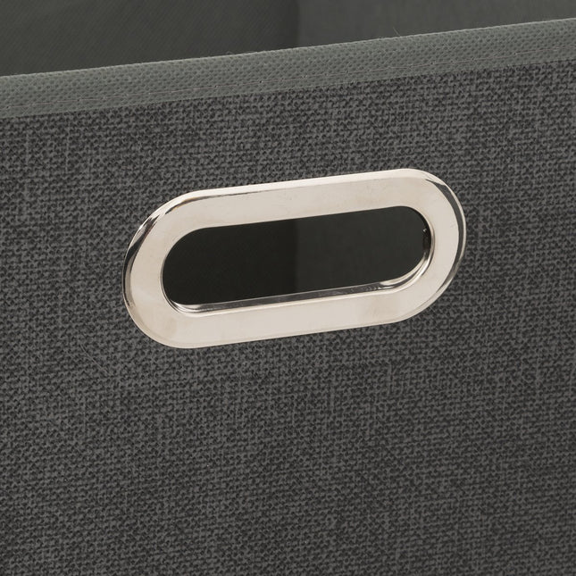 5Five Opbergmand/kastmandje - 4x - Donkergrijs - 31 x 31 x 31 cm - 29 liter - Vakkenkast manden - Stof met versterkte bodem - Opvouwbaar
