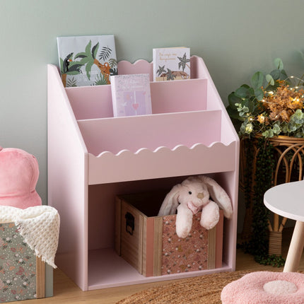 Atmosphera Kids Boekenkast verticale vakken met opbergvak - 48x32xH60cm - Lichtroze