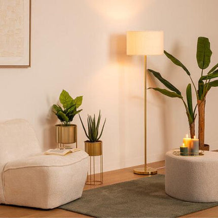 Atmosphera Vloerlamp Tina bouclé Ø37xH150cm - E27, niet begrepen - Goud