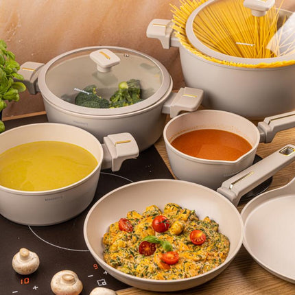 Klausberg KB-7967 Pannenset | 12-Delig | Anti-aanbaklaag | Geschikt voor Inductie | Beige