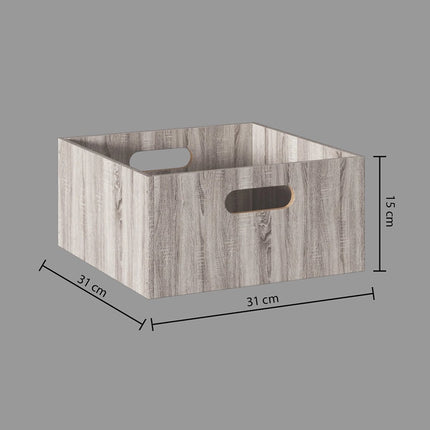 5five Opbergmand/kastmand van hout - grijs - 14 Liter - 31 x 31 x 15 cm - Opbergboxen - Vakkenkast manden