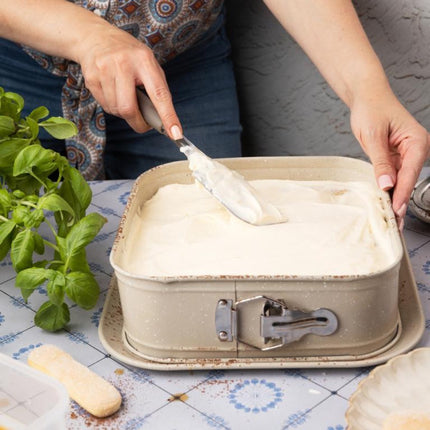 KINGHoff KH-1977 Vierkante Bakvorm met Losse Rand 27,5x27,5x8 cm - Vorm voor Cheesecake, Tiramisu en Taarten - Antiaanbaklaag - Ovenbestendig tot 220°C - Bakvorm - Cakevorm - Taartvorm