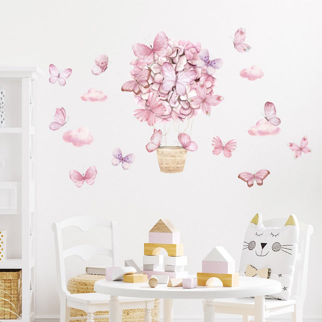 Wandsticker Roze Vlinders - Zelfklevende Muurdecoratie voor Kinderkamer - 53x88 cm - Vlinder Wandsticker voor Meisjeskamer en Babykamer