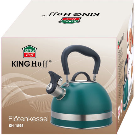 Kinghoff 1855 - Fluitketel met fluit - 1.8 liter - RVS - Groen