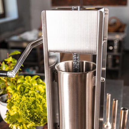 Klausberg Worstenvuller 5 kg - RVS - Verticaal Model KB-7930 - Professioneel voor Thuisgebruik - Incl. 4 Trechters - Handmatig