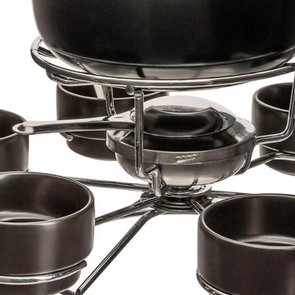 Five Fondueset - 6 personen - keramiek - zwart - draait - chocoladefondue - kaasfondue - D34 cm