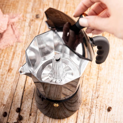 Kinghoff Aluminium Espressokoffiezetapparaat KH-1884 – 9 Kopjes – Zwart – Geschikt voor Inductie - Percolator - 450ml