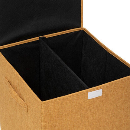 5Five Eureka sorteer wasmand - 74 liter - okergeel - 37 x 37 x 60 cm - MDF/Polyester stof - met afsluitklep