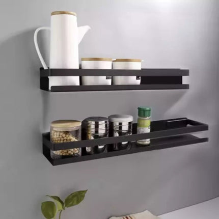 Ruhhy Wandplank - zwart - RVS - L50 cm - zwevend - industrieel - voor badkamer of keuken