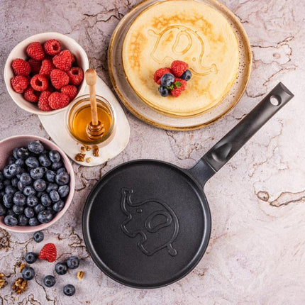 Klausberg KB-7974 Pannekoekenpan - Olifant Motief - Ø18 cm - Zwarte Antiaanbaklaag - Geschikt voor Alle Kookstellen Inclusief Inductie