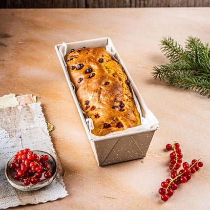 KINGHoff Bakvorm 31 cm - Fruitcakevorm voor Cake en Brood - Koolstofstaal met Anti-Aanbak Laag - Ovenbestendig tot 220°C - Beige Marmervorm KH-1972